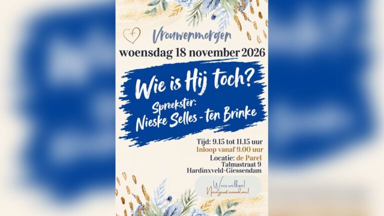 Vrouwenmorgen met Nieske Selles in Hardinxveld-Giessendam — lezing in Hardinxveld-Giessendam